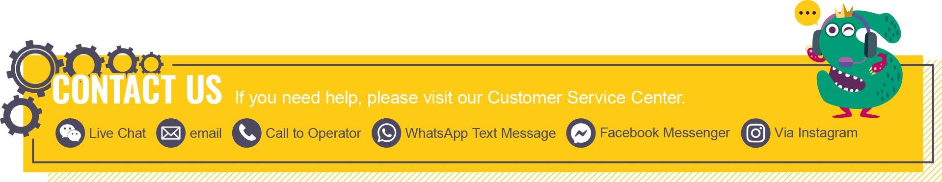 Image of a list of ways to contact us for PC view