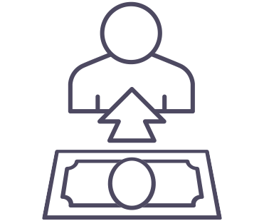 Transfer money at a bank counter icon