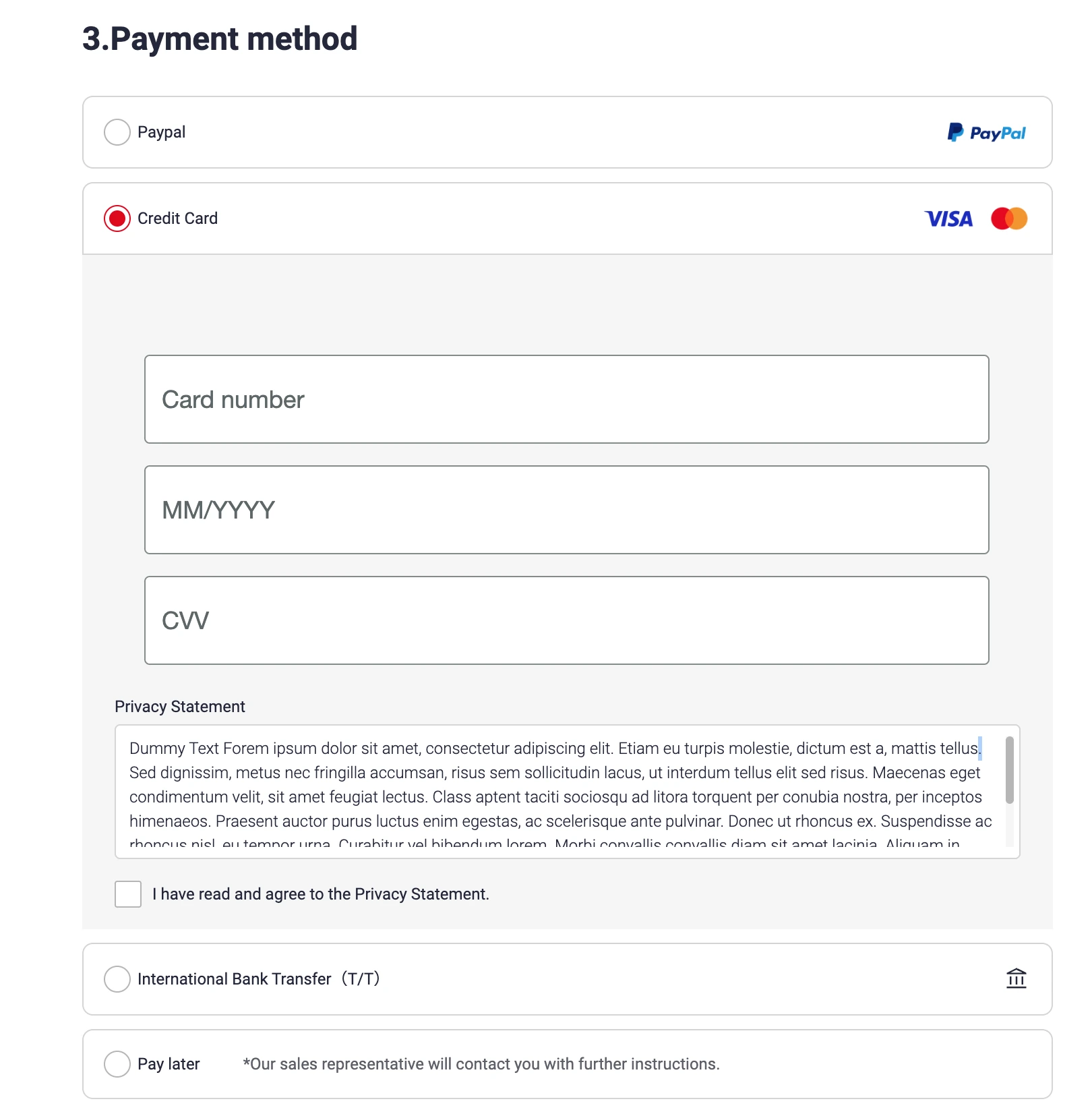 Payment by credit card