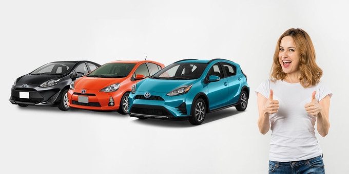 Woman delighted as she has blue, orange and black colors to select